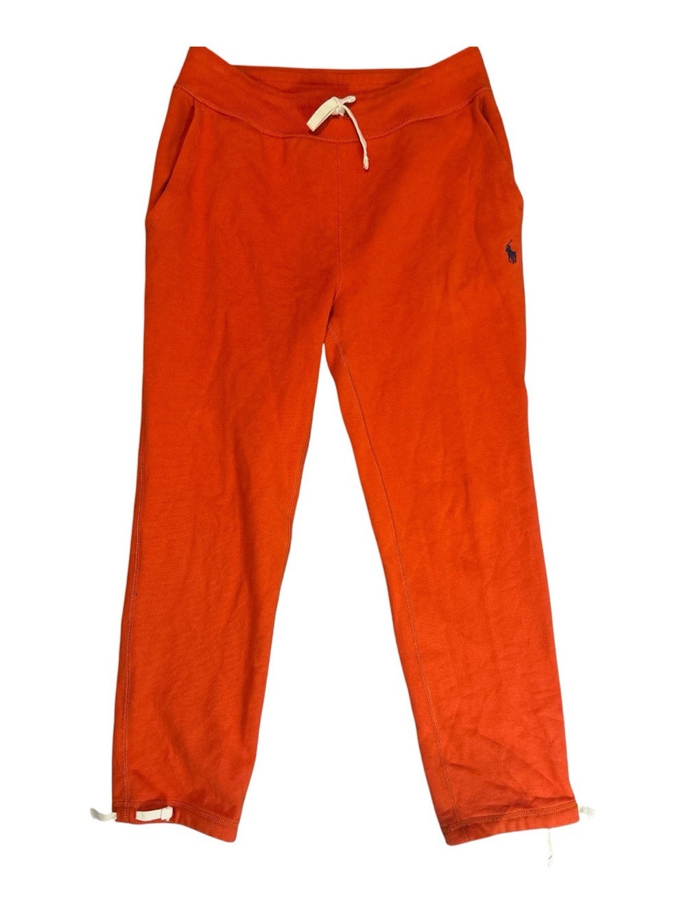 Polo Ralph Lauren Women’s Small Orange Fleece Sweatpants Drawstring Pony Logo
